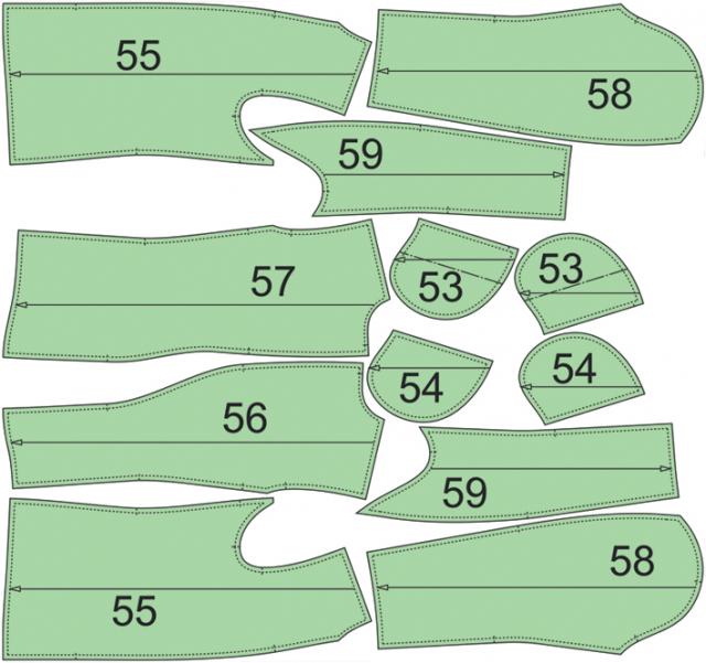 Раскладка лекал подкладки бушлата