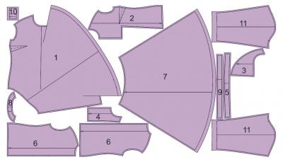Модель 01. Раскладка лекал блузки Viktor & Rolf: Расход ткани: 2,5 м при ширине 140 см