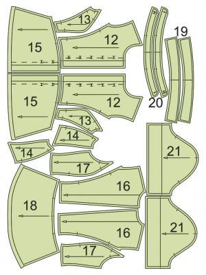 Модель 02. Раскладка лекал блузки Сingue: Расход ткани (модель 02): 1,1 м при ширине 140 см