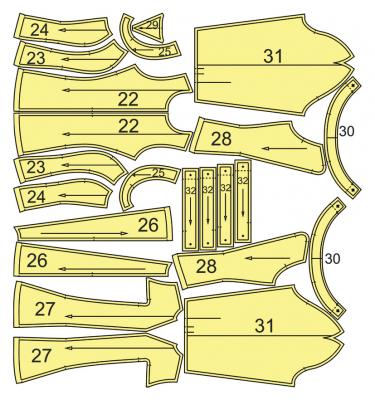 Модель 03. Раскладка лекал блузки G-Star Raw: Расход ткани (модель 3): 1,3 м при ширине 140 см